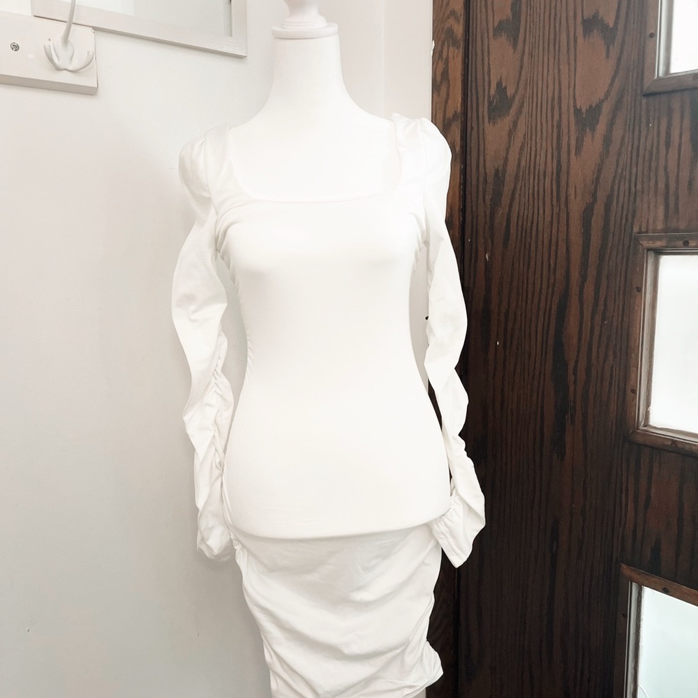 White Long Sleeve Bodycon Dress